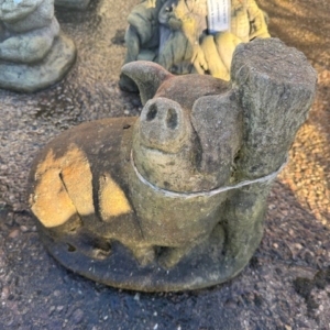 Pig on a Log Garden Ornament