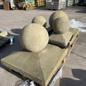 Weathered Green Pillar Caps With Ball 15" x 15"