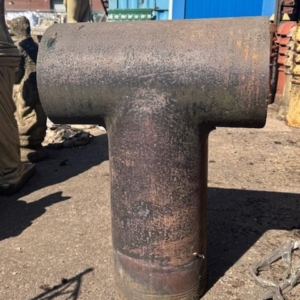 Blue clay T shaped chimney pot