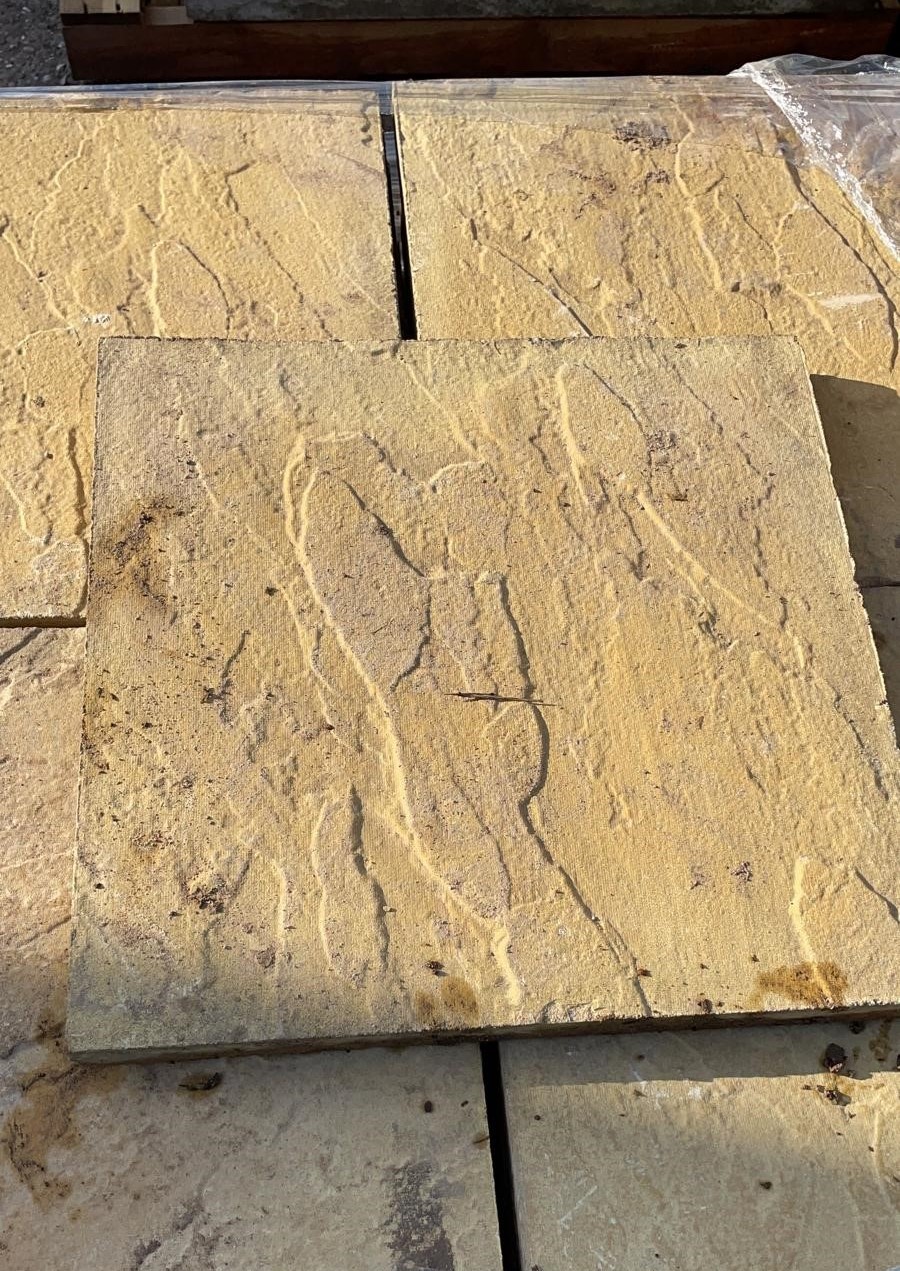 Reclaimed Buff / Yellow Riven Concrete Slabs 445mm x 445mm